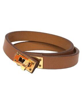 Hermes Leather Bracelet Mini Kelly Double Tour T2 Brown